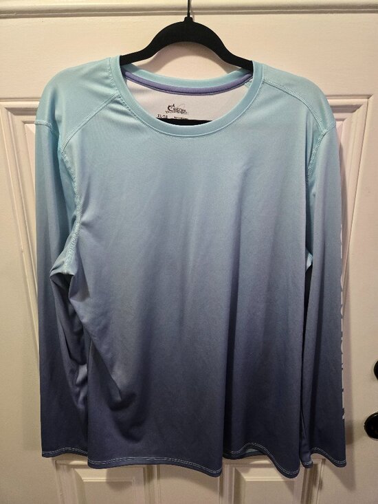 World Wide Sportsman Tops - World Wide Sportsman XL Blue Ombre Fishing Performance Shirt Long Sleeve